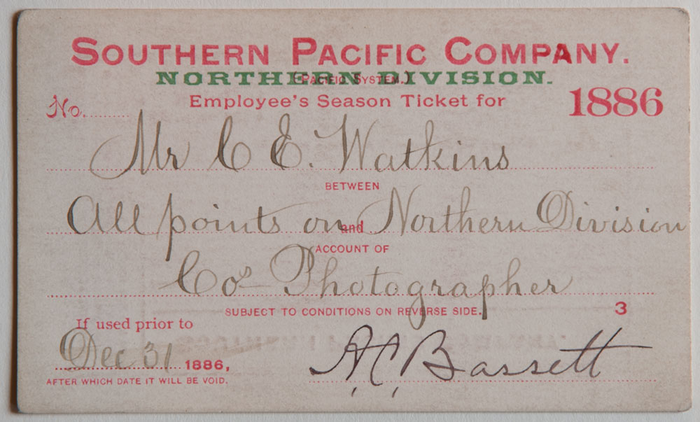 Watkins Unnumbered View - Southern Pacific Company, Northern Division, Railroad Pass - 1886