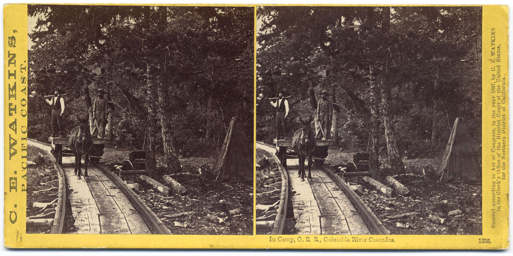Watkins #1288 - In Camp, Oregon Railroad, Columbia River, Cascades