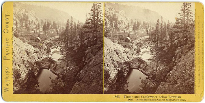 Watkins #1805 - Flume and Catchwater below Big Canon Dam, North Bloomfield Gravel Mining Co., Nevada Co.