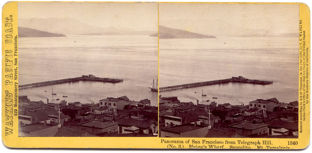 Watkins #1340 - Panorama of San Francisco from Telegraph Hill (No. 3). Meiggs' Wharf
