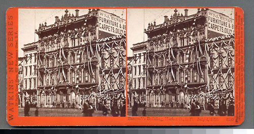 #3580 - Bancroft's Building, Market St., S.F., July 4, 1876.
