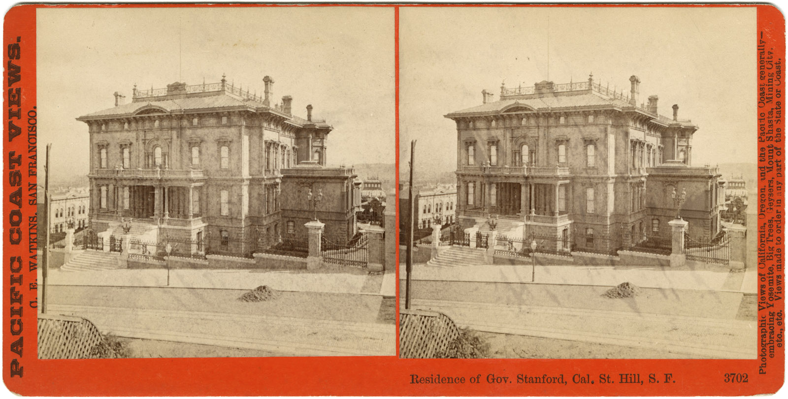 Watkins #3702 - Residence of Gov. Stanford, Cal. St. Hill, S.F.