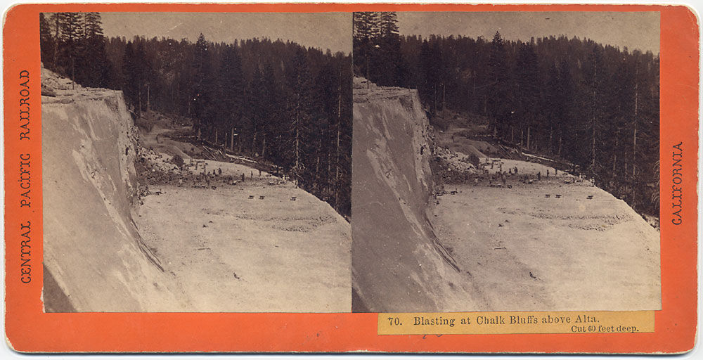 Watkins #70 - Blasting at Chalk Bluffs above Alta. Cut 60 feet deep