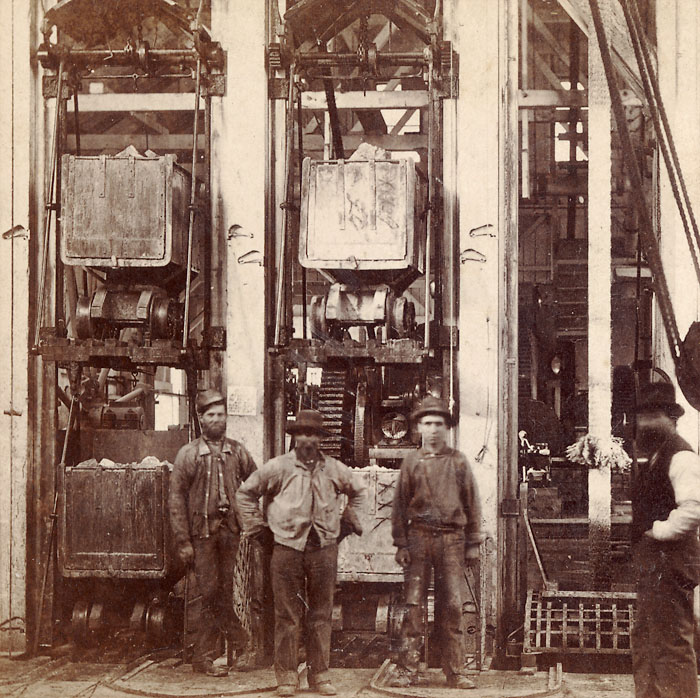 Interior Ophir Hoisting Works. The Cages.