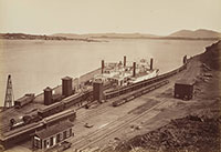 #683 - Central Pacific Railroad Discharging the Train, Transfer Boat Solano, Port Costa, Solano County