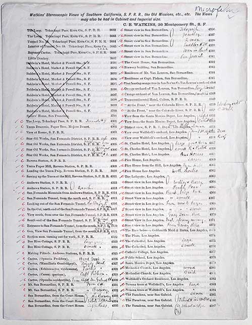 Unnumbered View - Watkins Stereoscopic Views of Southern California, S.P.R.R., the Old Missions, etc., etc. [page 1]