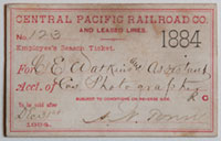Unnumbered - Central Pacific Railroad Co. and Leased Lines Pass - 1884