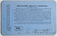 Unnumbered - Southern Pacific Company, Pacific System, Railroad Pass - 1899 (verso)
