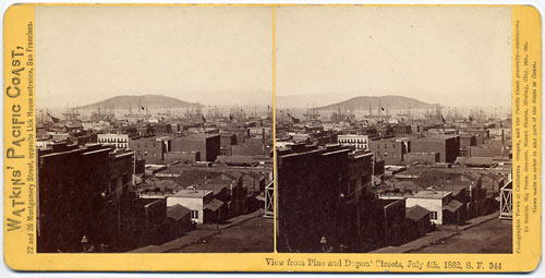#344 - View from Pine and Dupont Streets, July 4th, 1862, S.F.