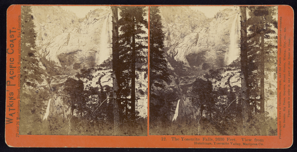 Watkins #12 - The Yosemite Falls, 2630 Feet.  View from Hutchings, Yosemite Valley, Mariposa Co.