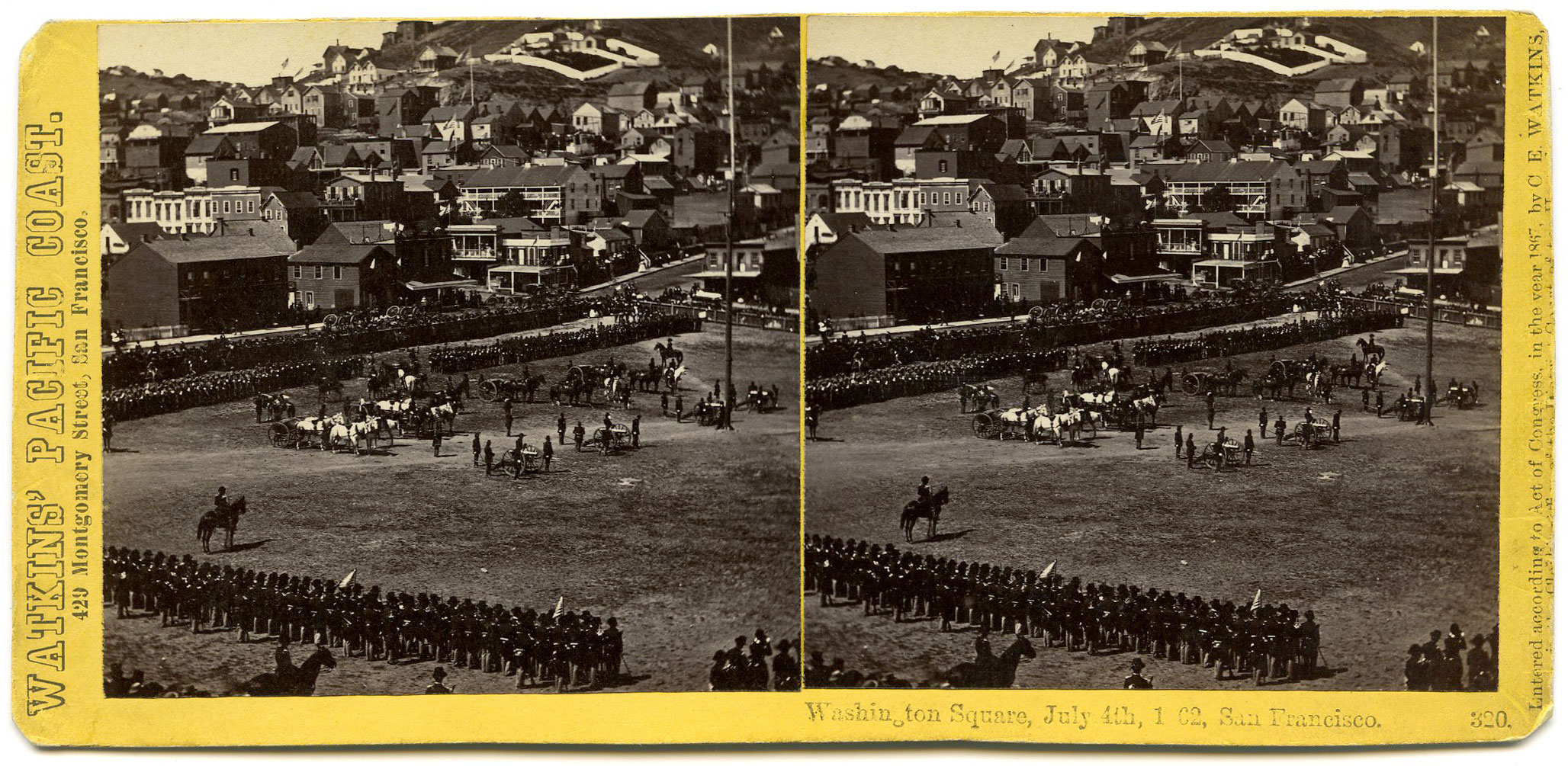 Watkins #320 - Washington Square, July 4th, 1862, San Francisco.