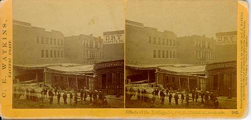 Watkins #982 - Effects of the Earthquake, Oct. 21, 1868, Market and First sts.