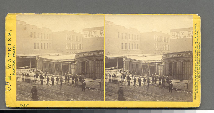 Watkins #982 - Effects of the Earthquake, Oct. 21, 1868, Market and First sts.