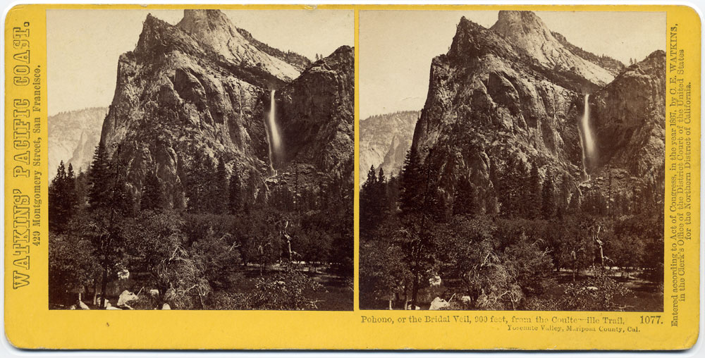 Watkins #1077 - Pohono, the Bridal Veil from the Coulterville Trail