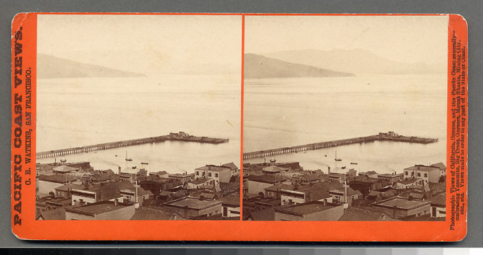 Watkins #1340 - Panorama of San Francisco from Telegraph Hill (No. 3). Meiggs' Wharf