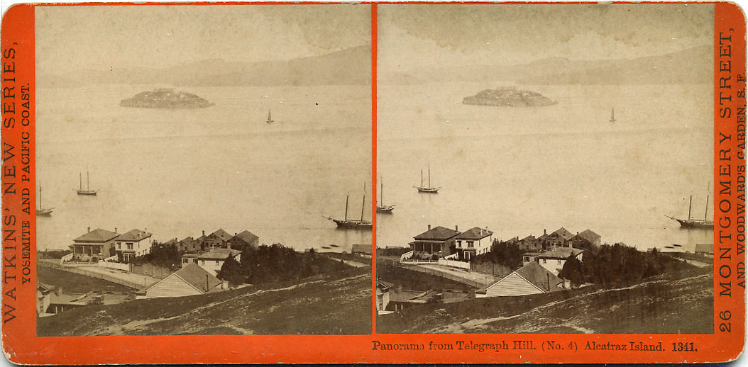 Watkins #1341 - Panorama of San Francisco from Telegraph Hill (No. 4). Alcatraz Island.