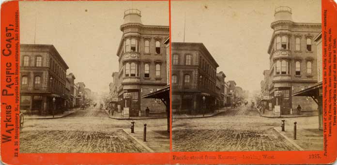 Watkins #1385 - Pacific Street from Kearny - looking West