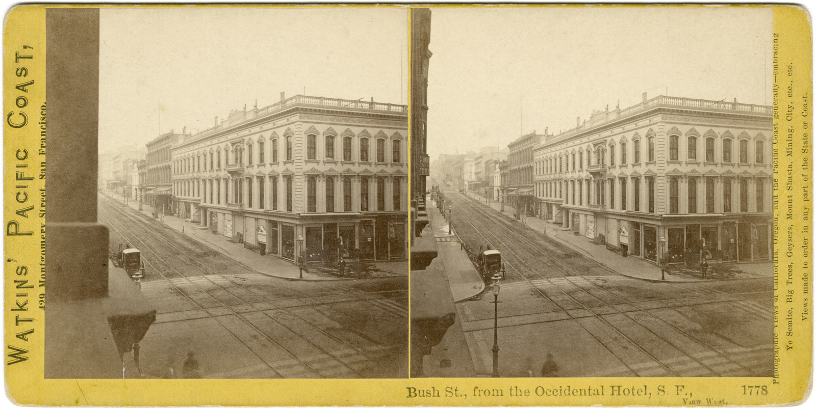Watkins #1778 - Bush St., from the Occidental Hotel, S.F., View West