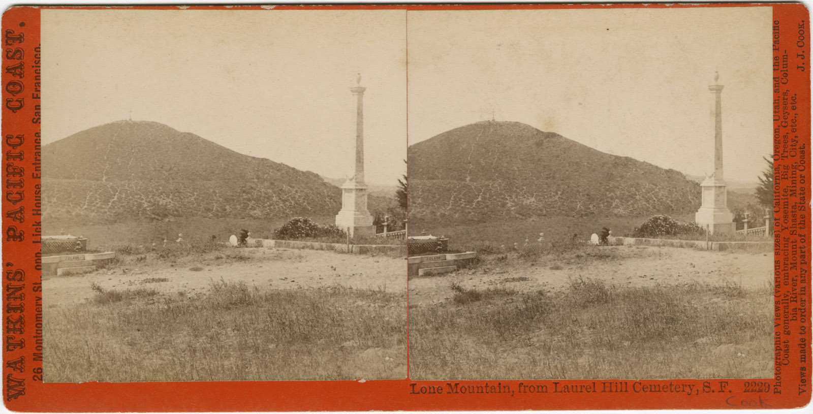 Watkins #2229 - Lone Mountain, from Laurel Hill Cemetery, S.F.