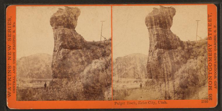 Watkins #2766 - Pulpit Rock, (view West), Echo, Utah. U.P.R.R.