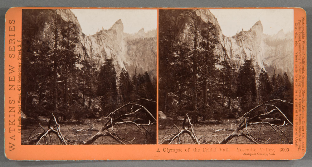Watkins #3005 - A glimpse of the Bridal Veil, Yosemite Valley, Mariposa County, Cal.