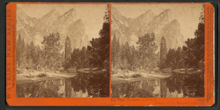 Watkins #3013 - Pompomposos, or The Three Brothers, Yosemite Valley, Mariposa County, Cal.