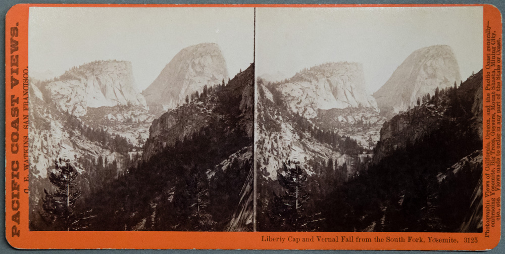Watkins #3125 - Liberty Cap and Vernal Fall from the South Fork, Yosemite.