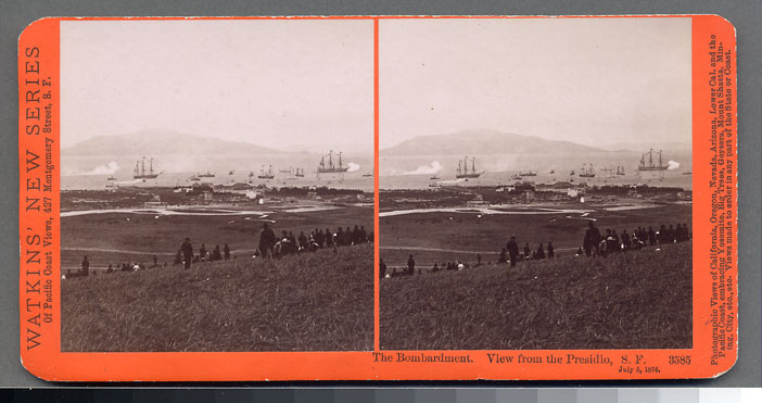 Watkins #3585 - The Bombardment, View from the Presidio, July 3, 1876.