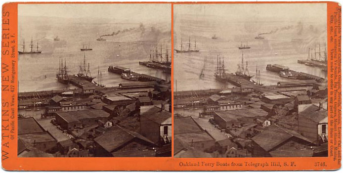 Watkins #3746 - Oakland Ferry Boats, from Telegraph Hill, San Francisco.