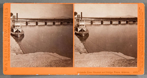 #4865 - Colorado River Steamer and Bridge, Yuma, Arizona.