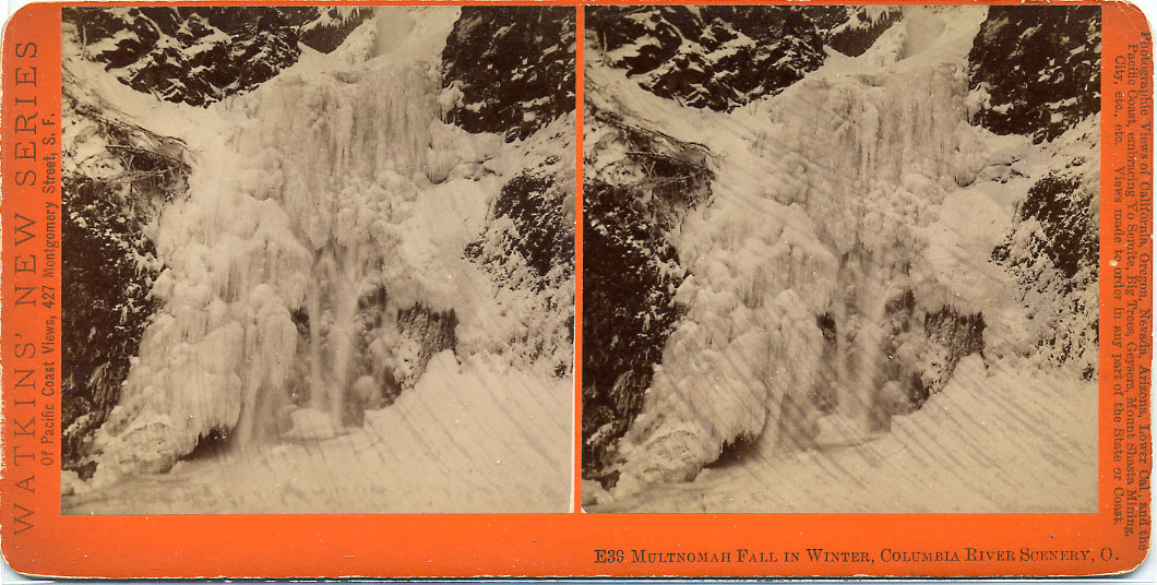 Watkins #E39 - Multnomah Falls in Winter, Columbia River, Oregon