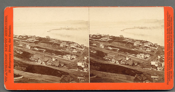 Watkins unnumbered view - Slope of Russian Hill from Union and Taylor Sts. (handwritten verso)