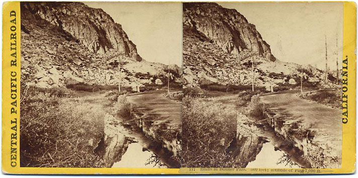 Watkins #117 - Bluffs in Donner Pass, Western Summit. 500 feet high. Altitude of Pass 7,000 feet