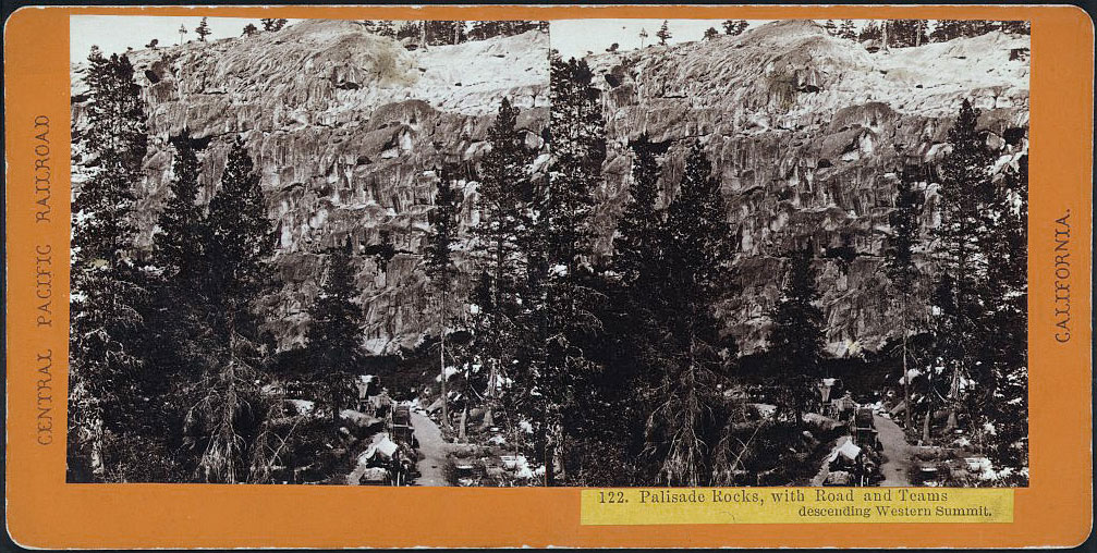 Watkins #122 - Palisade Rocks with Road and Teams descending Western Summit