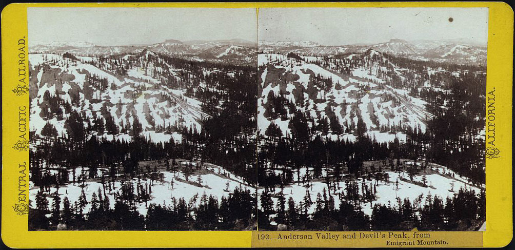 Watkins #192 - Anderson Valley and Devil's Peak, from Emigrant Mountain. Western Summit