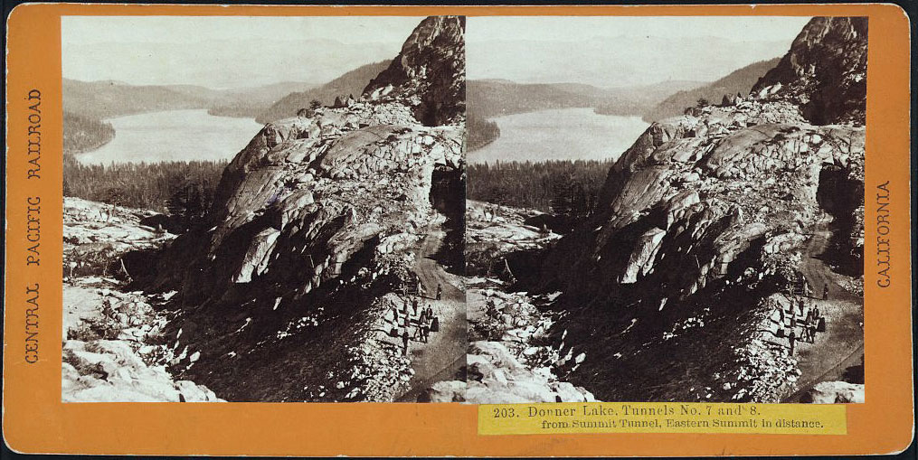 Watkins #203 - Donner Lake, Tunnels No 7 and 8, from Summit Tunnel. Eastern Summit in distance
