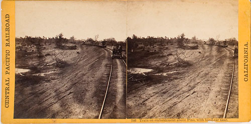 #146 - Train on Embankment above Pino, with Hand-Car near