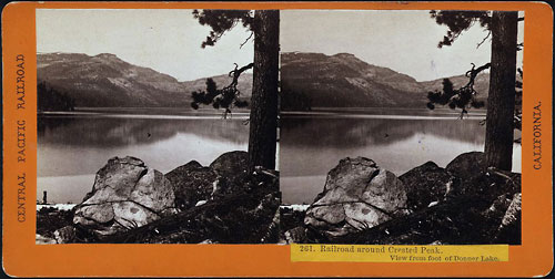 #261 - Railroad around Crested Peak. View from foot of Donner Lake