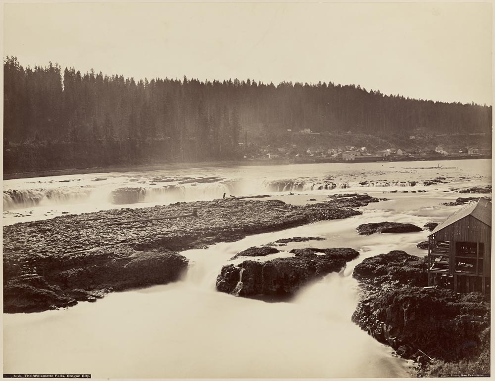 Watkins #413 - The Willamette Falls, Near View, Oregon City