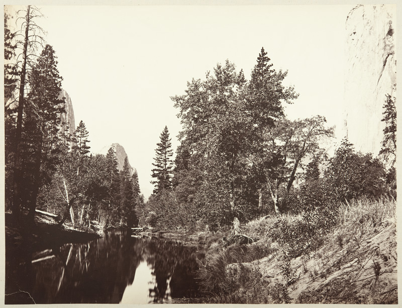 Watkins #39 - Down Yosemite Valley, Showing Cathedral Rock in the Distance 