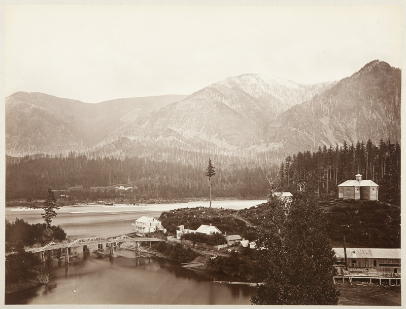 Watkins #437 - Upper Cascades with Block House, Washington Territory