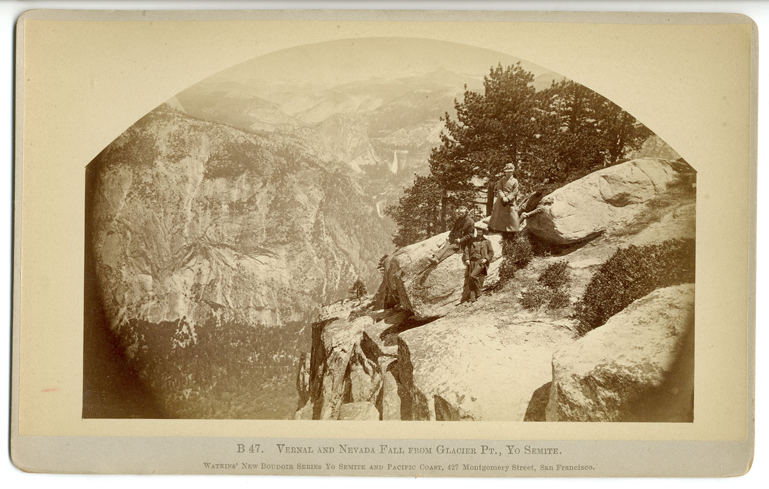 Watkins #B 47 - Vernal and Nevada Fall from Glacier Pt., Yo Semite.