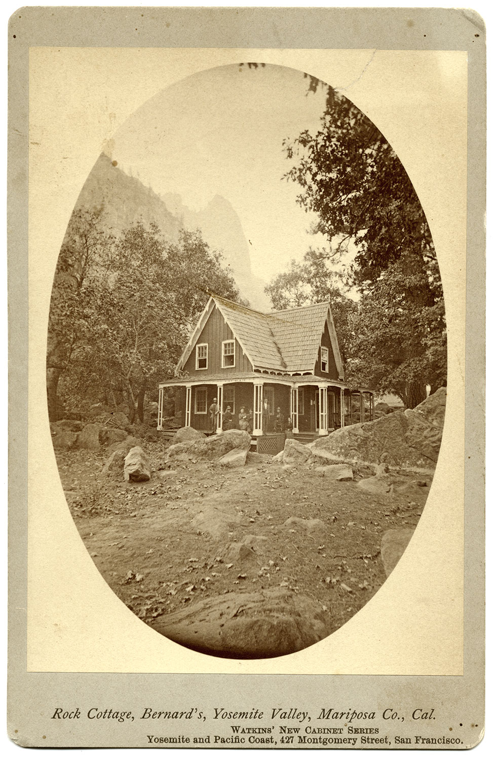 Watkins Unnumbered View - Rock Cottage, Bernard's, Yosemite Valley, Mariposa Co., Cal.